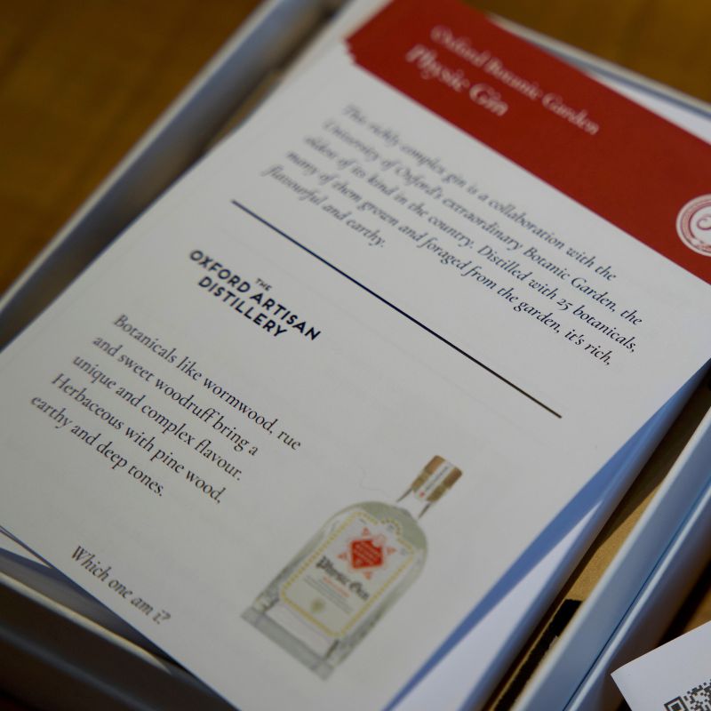 Gin information cards with botanical profiles