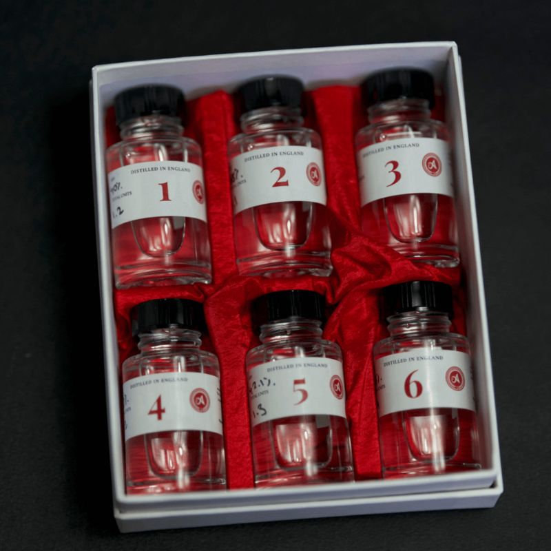 Six 30ml bottles of premium craft gin