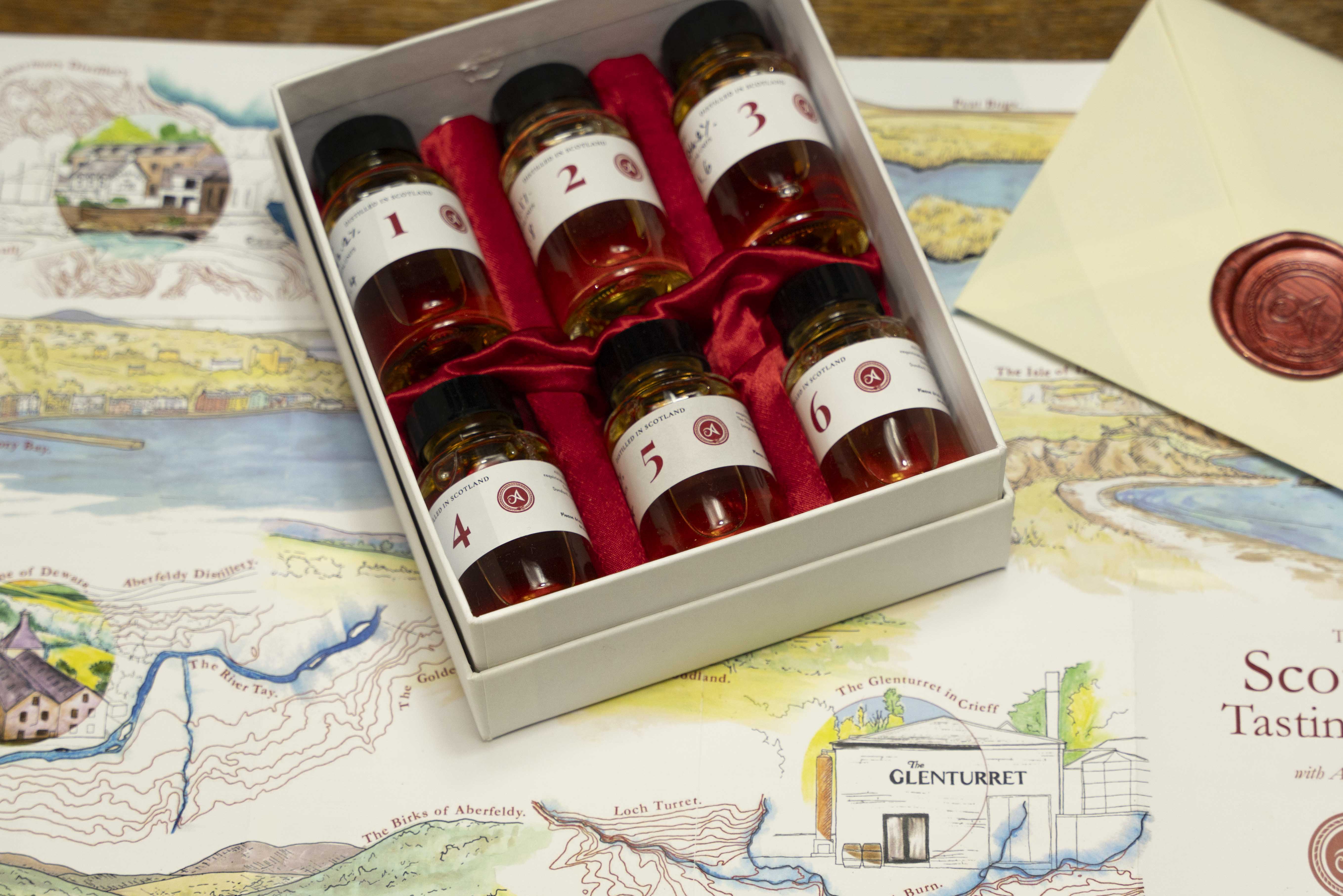 Scottish Tasting Tour Gift Set featuring six premium single malt whiskies